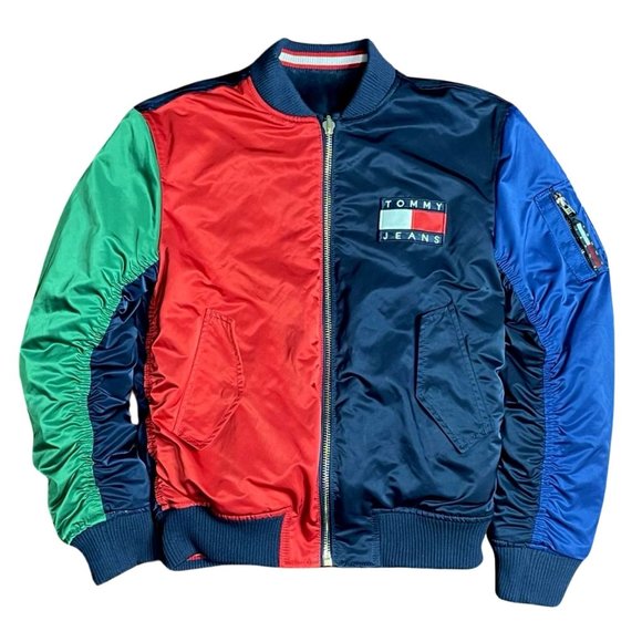 Tommy Hilfiger 90s Retro Reversible Flag Bomber Jacket - Picture 2 of 6